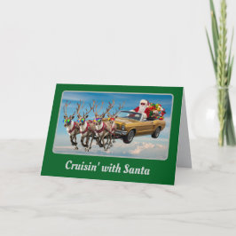 Cartão Natal divertido do Papai Noel conversível