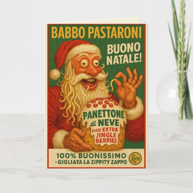 Cartão Natal do Babbo Pastaroni com Rot Brain Italiano (Frente)