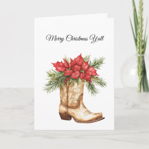 Cartão Natal do Boot do Cowboy Ocidental