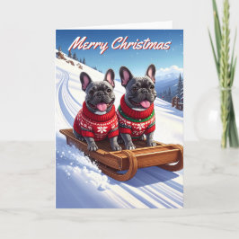 Cartão Natal do Buldogue Francês