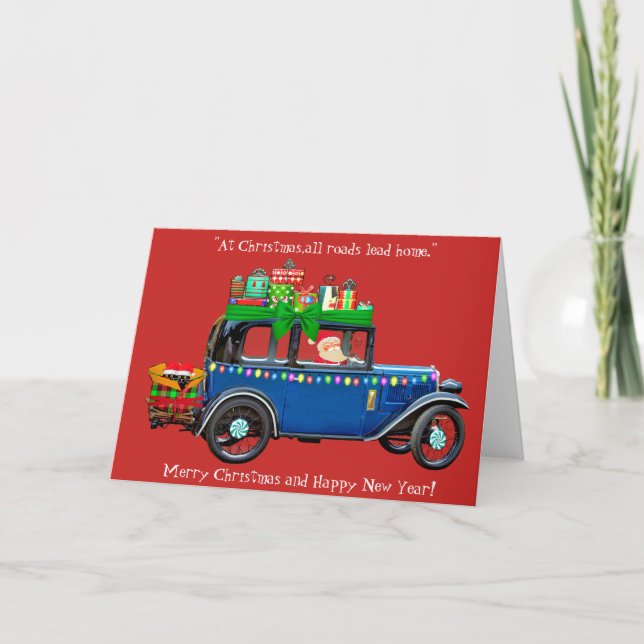 Cartão Natal do Carro Azul (Frente)