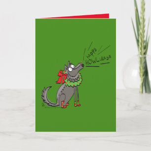 Cartão Natal do Lobo Divertido Feliz ComoLidões Feriado