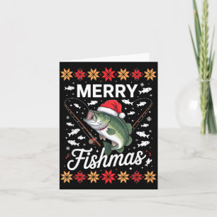 Cartão Natal do Pescador Feriado Alegre Pescamas