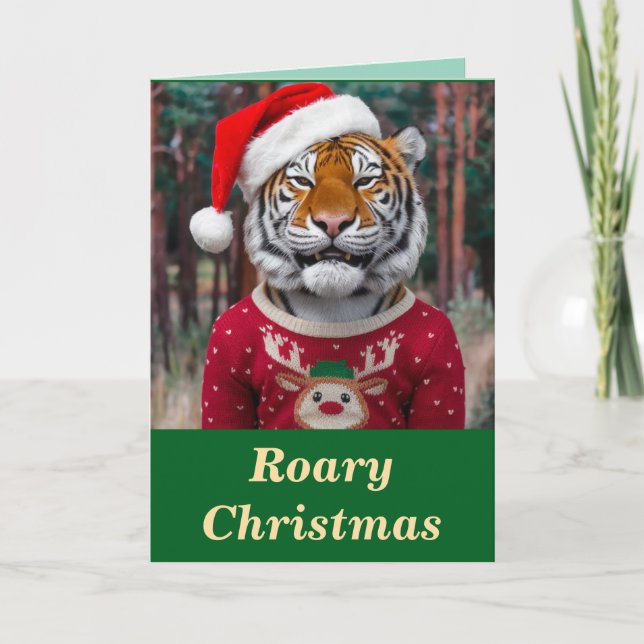 Cartão Natal do Tigre Engraçado (Frente)