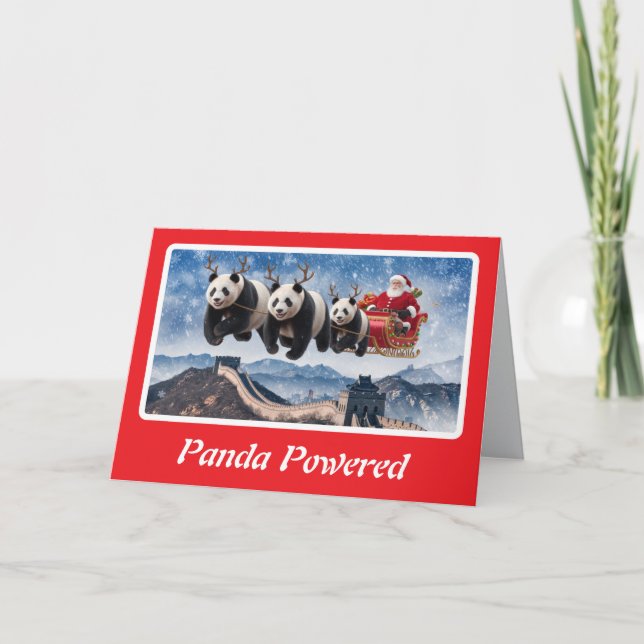Cartão Natal do Urso Panda Engraçado (Frente)