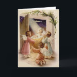 Cartão Natal do Vintage Religião, Jesus e Anjos<br><div class="desc">Cartão de saudação de Natal Religioso do Retro / Vintage.  O bebê Jesus cercado por três adoráveis anjos.</div>