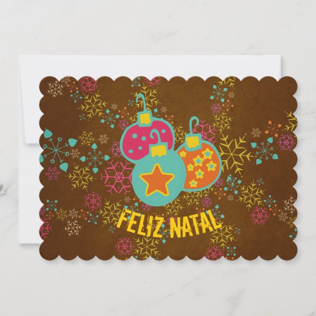 Cartão natal dos feriados dos ornamento de Feliz (Frente)