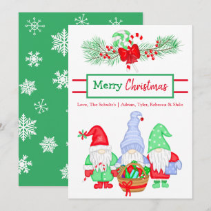 Cartão Natal dos Gnomos Festivos Personalizados