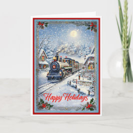 Cartão Natal e a velha Locomotiva