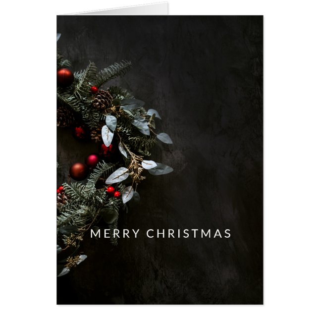 Cartão Natal Elegante, Mínimo da Terra Feliz (Frente)