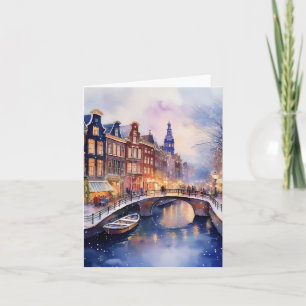 Cartão Natal em Amsterdam Watercolor