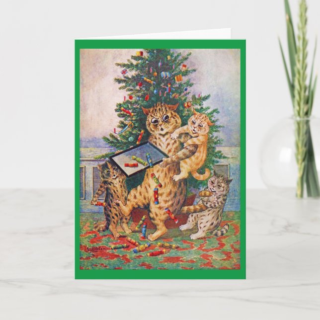 Cartão Natal em Catland, Louis Wain (Frente)