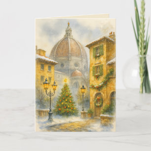 Cartão Natal em Florença Itália Aquarela Canvas
