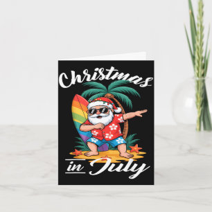 Cartão Natal em julho divertido dabbing Papai Noel praia