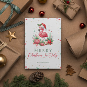 Cartão Natal em julho Flamingo
