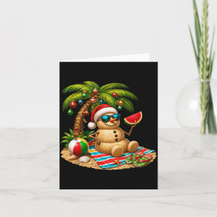 Cartão Natal Em Julho Papai Noel Boneco De Neve Praia Ver