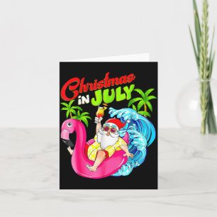 Cartão Natal Em Julho Papai Noel Flamingo Havaiano De Ver