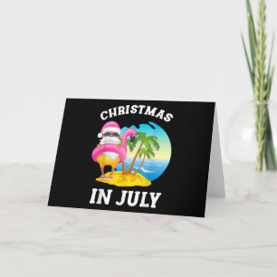 Cartão Natal Em Julho Papai Noel Flamingo Piscina Verão