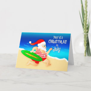 Cartão Natal em julho Papais noeis Vintage Swimsuit