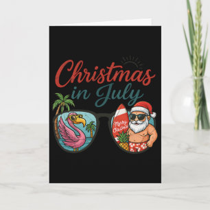 Cartão Natal Em Julho Solteiros Papai Noel Flamingo Verão