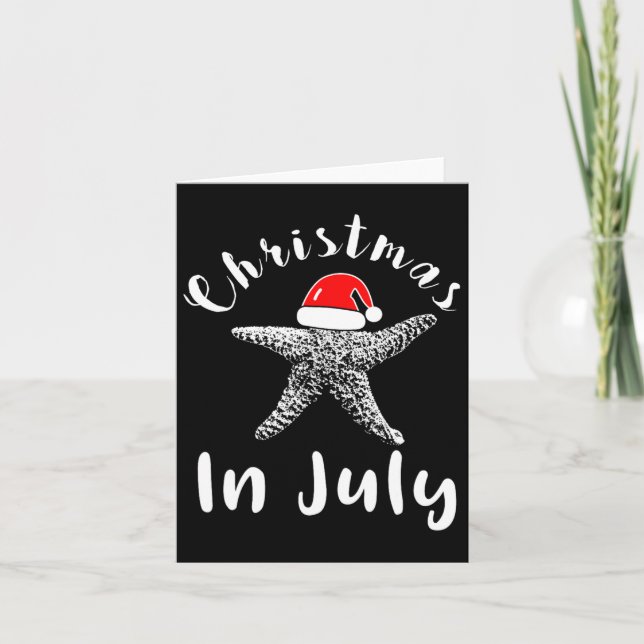 Cartão Natal Em Julho Starfish Santa Hat Tee (Frente)