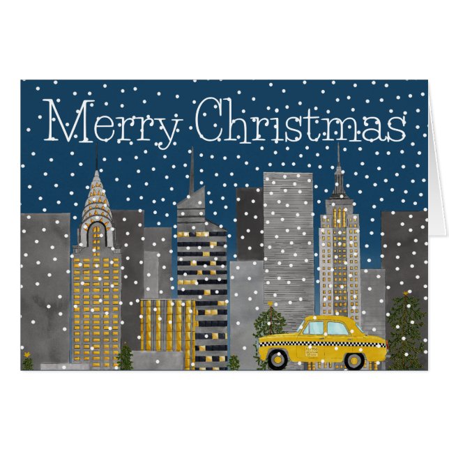 Cartão Natal em Nova Iorque personalizável (Frente Horizontal)
