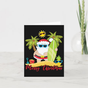 Cartão Natal Em Papais noeis De Julho, Surf De Praia De S