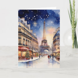 Cartão Natal em Paris Watercolor