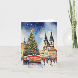 Cartão Natal em Praga Watercolor