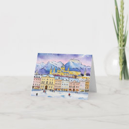 Cartão Natal em Salzburg Watercolor
