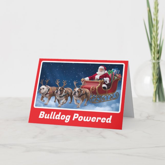 Cartão Natal engraçado de cachorro buldogue (Frente)