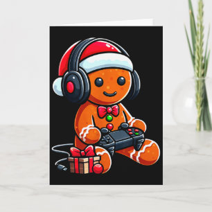 Cartão Natal engraçado Gamer Gingerbread Xmas Jogos Homen