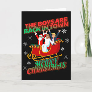 Cartão Natal engraçado Jesus Papai Noel Trump Meninos são