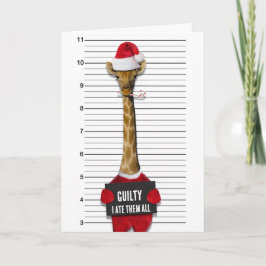 Cartão Natal Engraçado Mugshot Guilty Giraffe