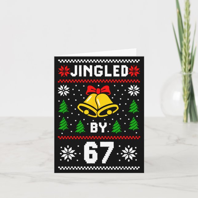 Cartão Natal Feio 67 Design de Meme Engraçado Seis Sete M (Frente)