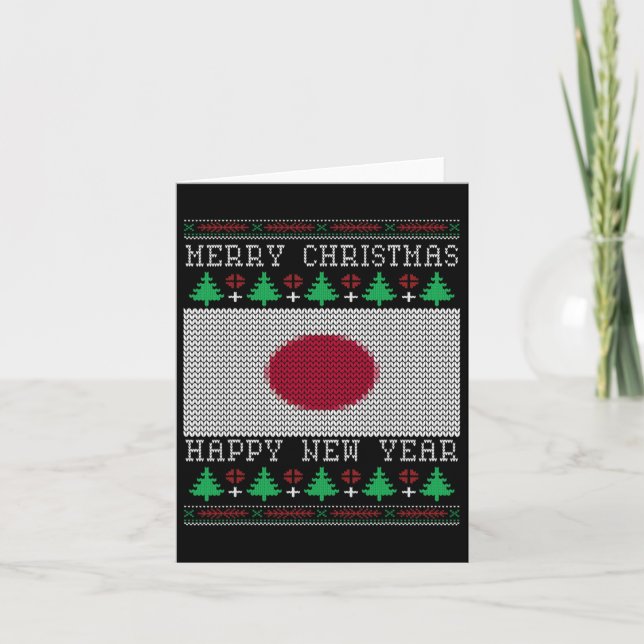Cartão Natal Feio com Bandeira do Japão (Frente)