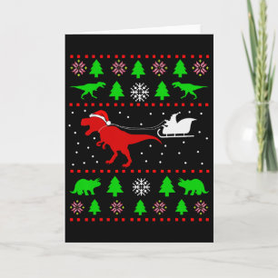 Cartão Natal Feio de Dinossauro para Adultos Crianças
