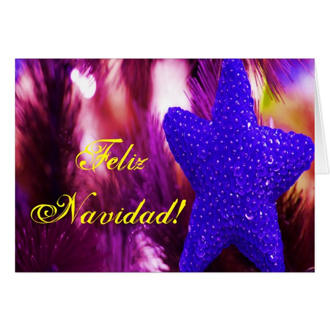 Cartão Natal Feliz Navidad Blue Star II (Frente Horizontal)