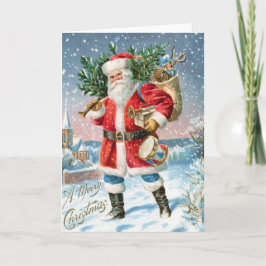 Cartão Natal Feliz Papai Noel Vintage