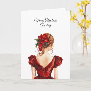 Cartão Natal Feminino Vestido Vermelho  