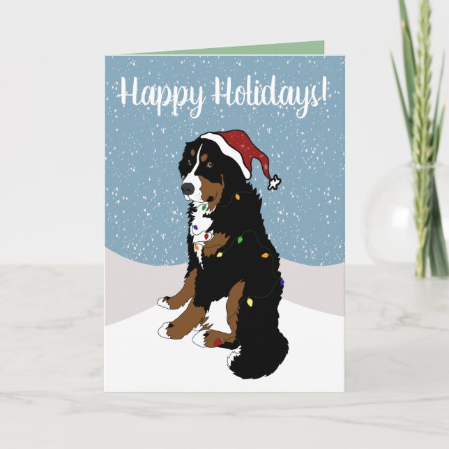 Cartão Natal Feriado Bernese Mountain Dog (Frente)