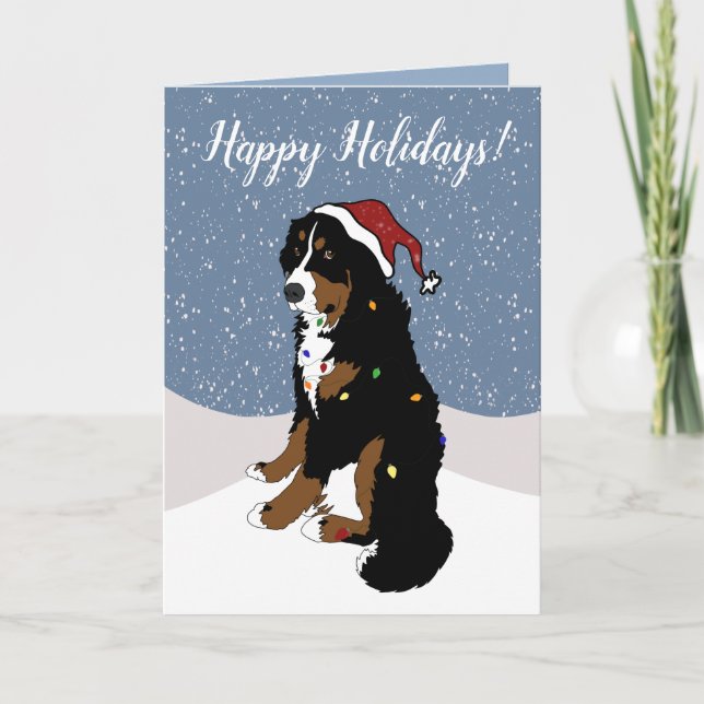 Cartão Natal Feriado Bernese Mountain Dog (Frente)