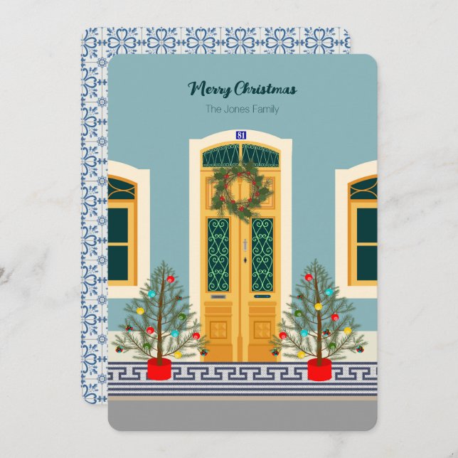 Cartão Natal Férias Casa Festiva Portuguesa (Frente/Verso)