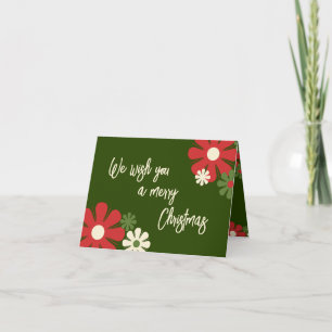 Cartão Natal Floral Retro Personalizado Sem Foto 