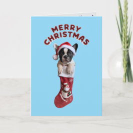 Cartão Natal fofo do Bulldog Francês 