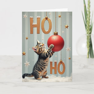 Cartão Natal Fofo do Gatinho Ho Ho