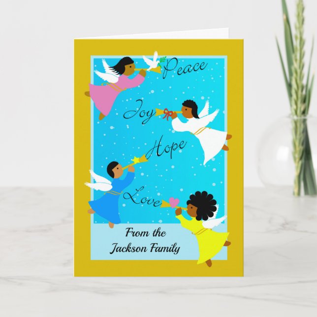 Cartão Natal frontal personalizado com ângulos multicultu (Frente)