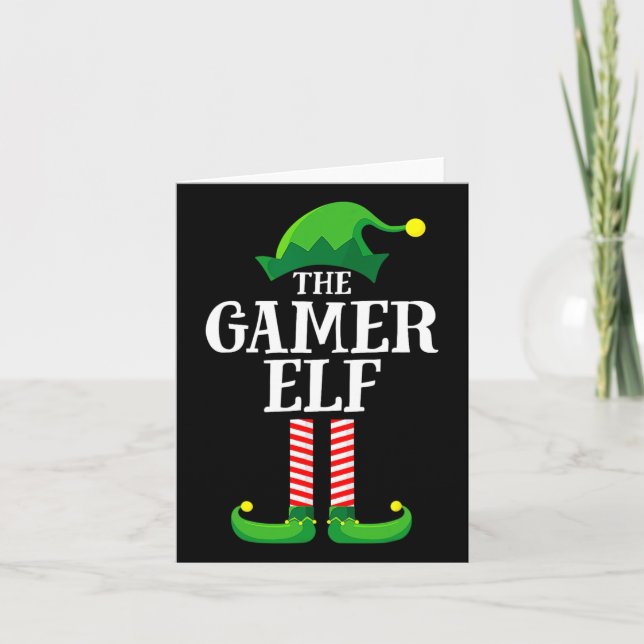 Cartão Natal Gamer Elf Mating Family Group Christma (Frente)