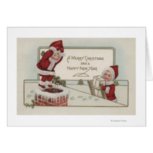Cartão Natal GreetingLittle KidsChimney