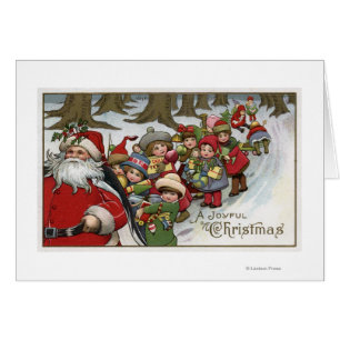 Cartão Natal GreetingSanta e ajudantes
